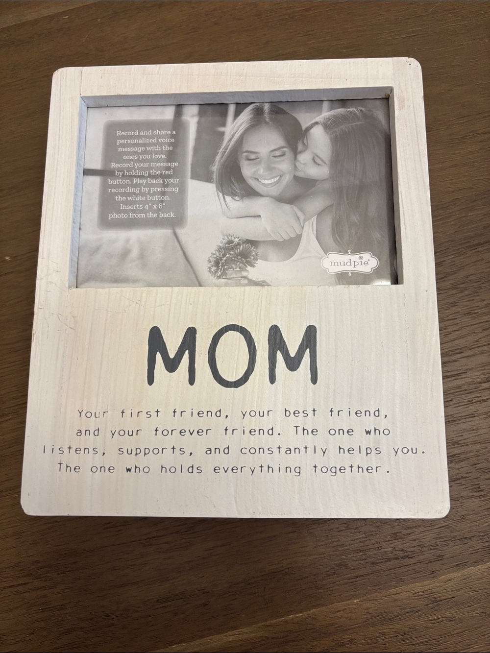 Mud Pie White 'MOM' Wood Picture Frame